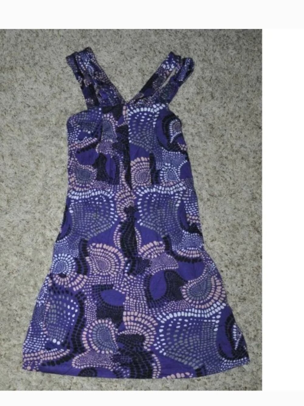 Elle Sundress Womens S Purple Stretch Pleated Sleeveless Pintuck Trapeze Dress